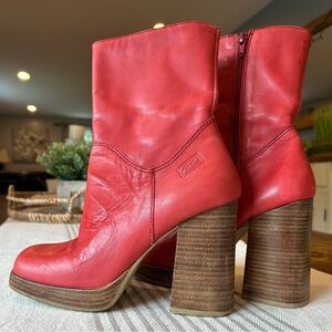 Candies Pink Leather Women's Boots